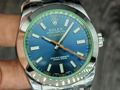 rolex milgauss blau replik|rolex milgauss green crystal rep.